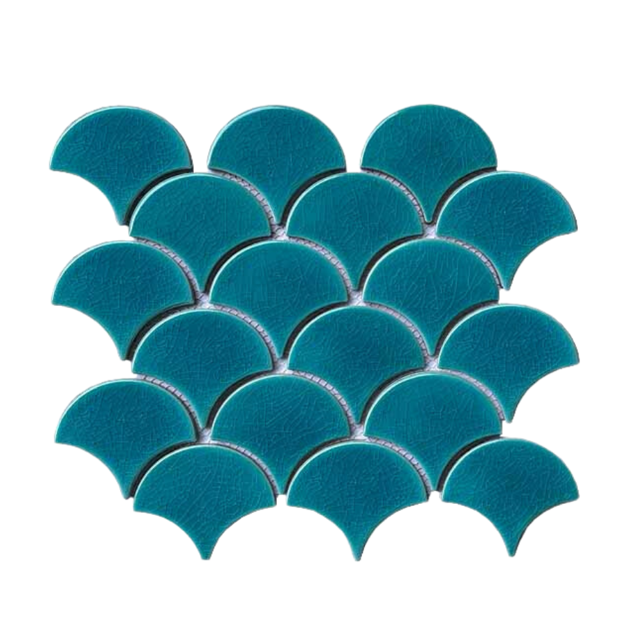 Blue Single Reef Fish Scale Mosaic Tile MHF 01
