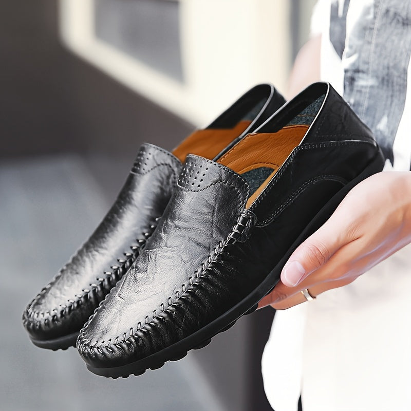 CLOHOO Men's Genuine Leather Loafers for Elegant Office