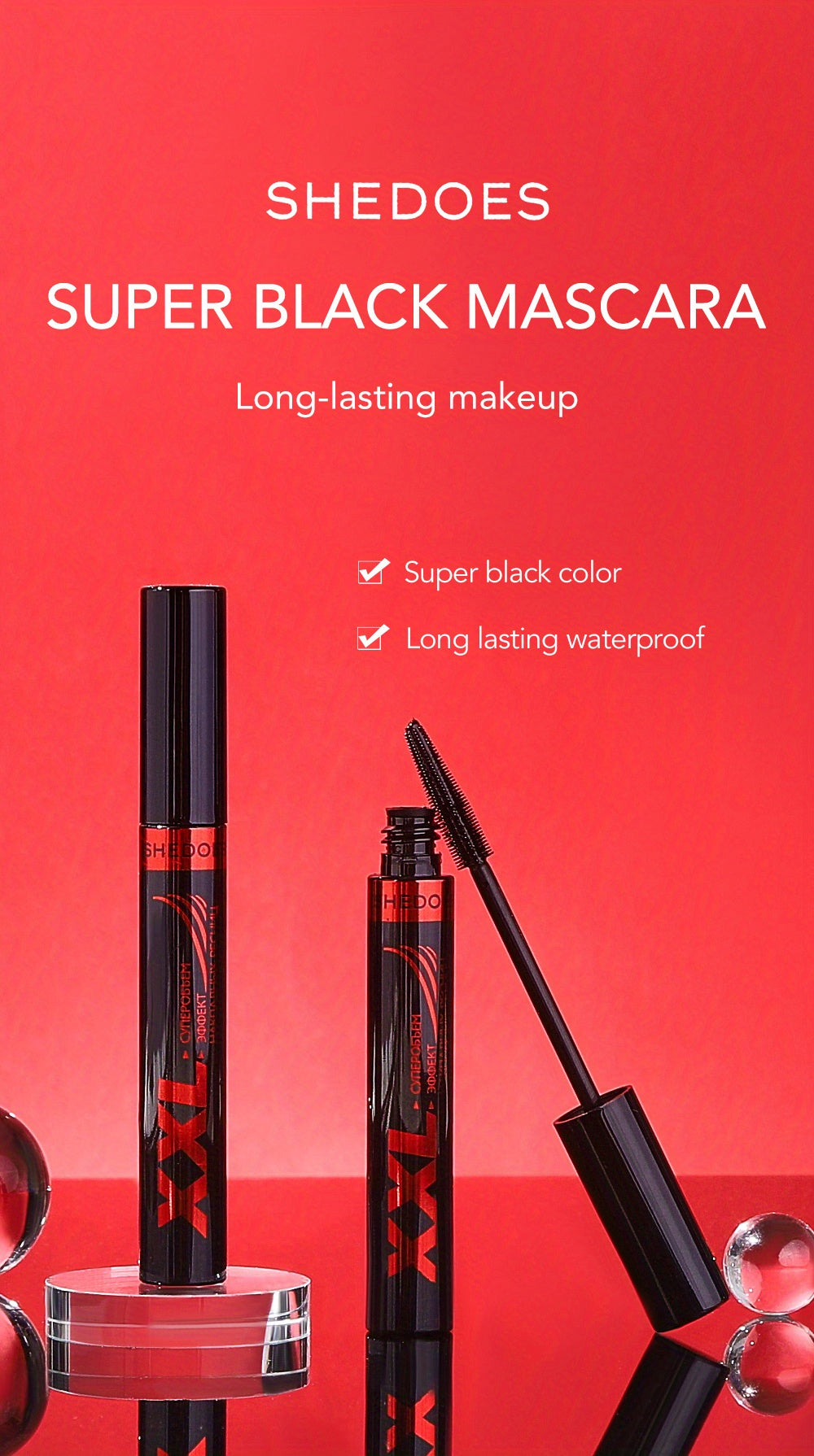 Black Mascara for Long, Curled, Smudge-Free, Thick, Smooth Lashes