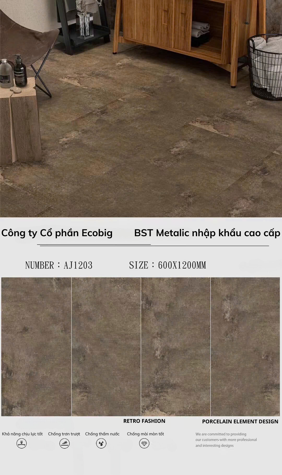 Gạch Metalic KT 60x120cm mã AJ1203 - Daisan Mart