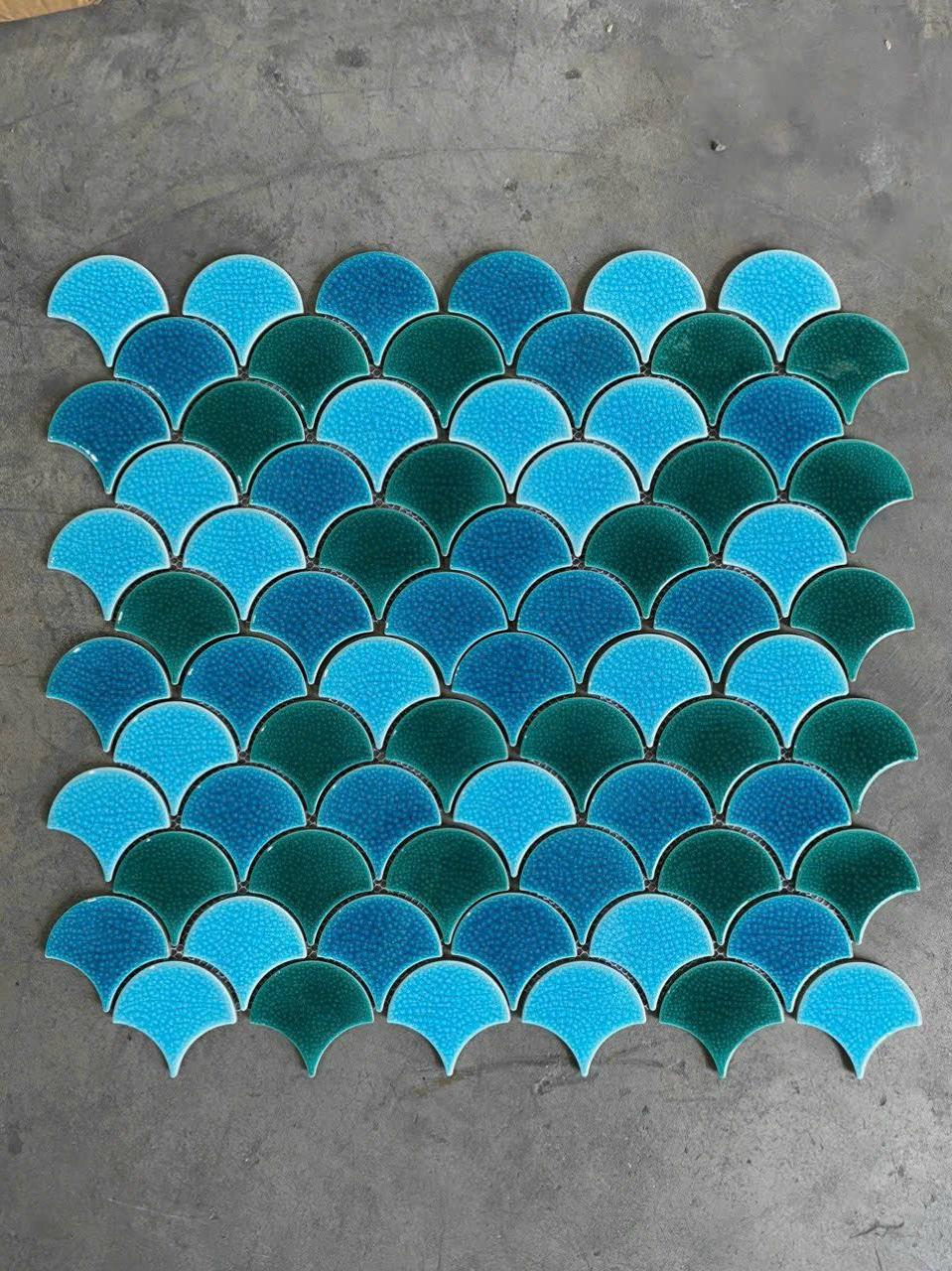 Gạch Mosaic vảy cá men rạn Mix111625 - Daisan Mart