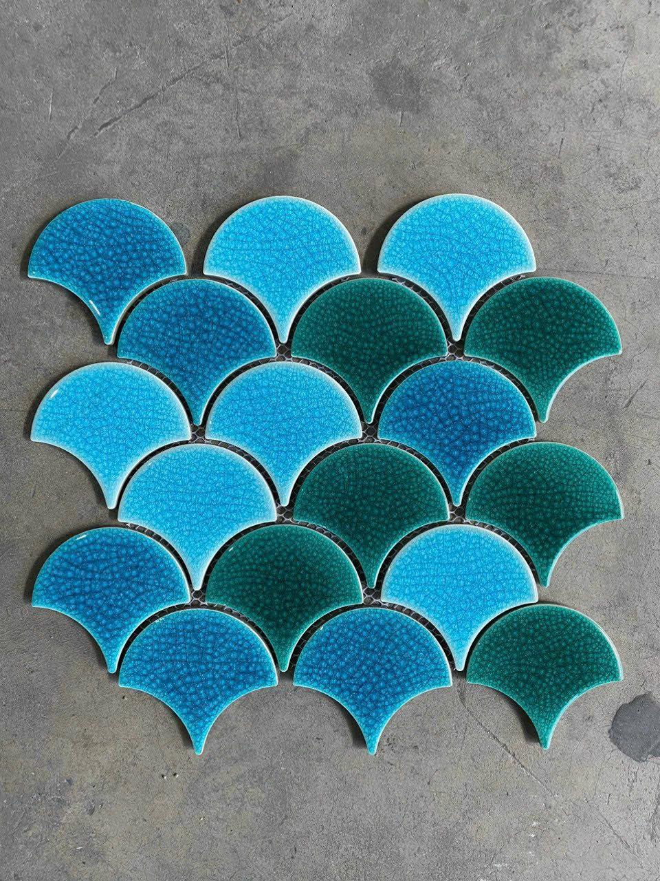Gạch Mosaic vảy cá men rạn Mix111625 - Daisan Mart