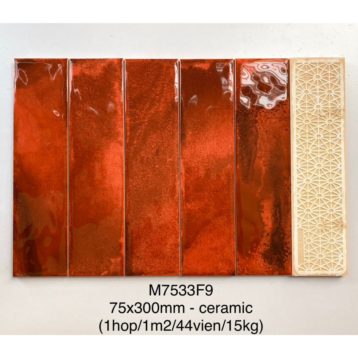 Gạch thẻ Ceramic bóng lượn mặt KT 75x300 mã M7533F9 - Daisan Mart