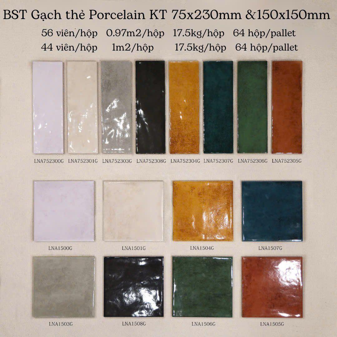 Gạch thẻ Porcelain bóng lượn KT 150x150mm mã LNA1505G - Daisan Mart