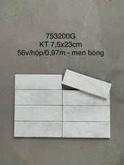 Gạch thẻ trắng men bóng KT 75x230mm (1h/0.97m/56v/17.5kg) LAN752300G - Daisan Mart