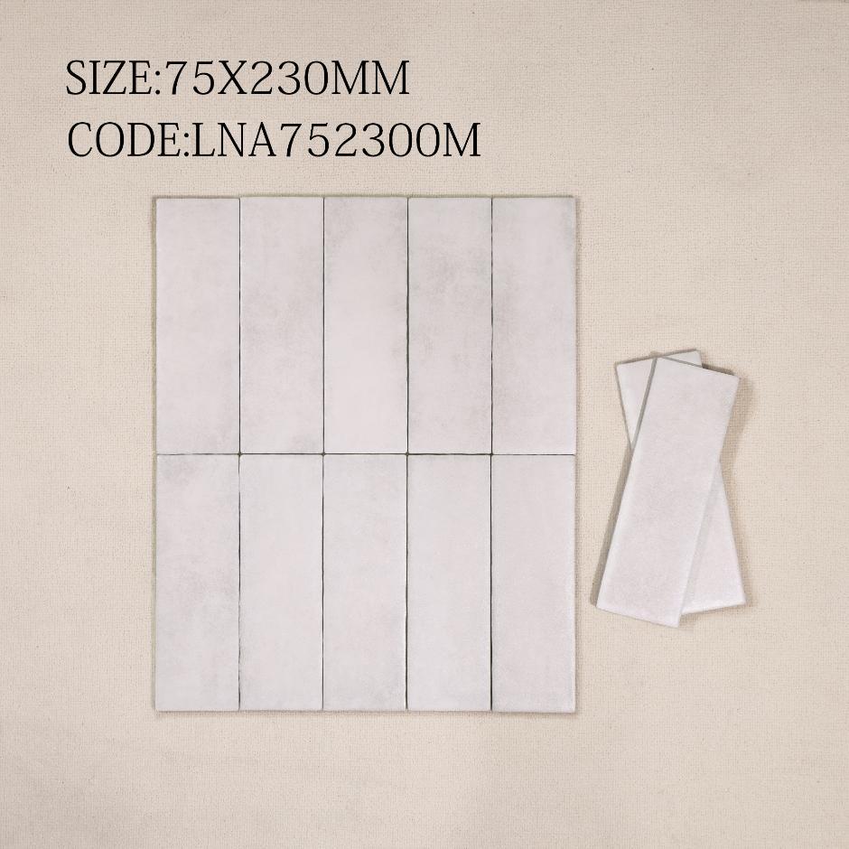 Gạch thẻ trắng men mờ LNA752300M KT 75x230mm - Daisan Mart