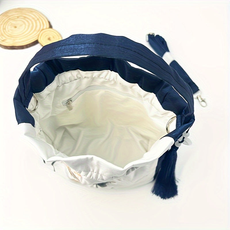 Túi Đeo Chéo Hanfu Thêu Hoa Tua Rua Hồng Cổ Điển