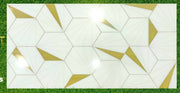 30x60 hexagonal tile with gold accents