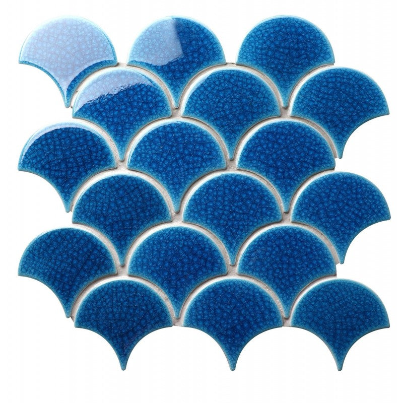 Dark Blue Fish Scale Mosaic Tile SH-XFB90066