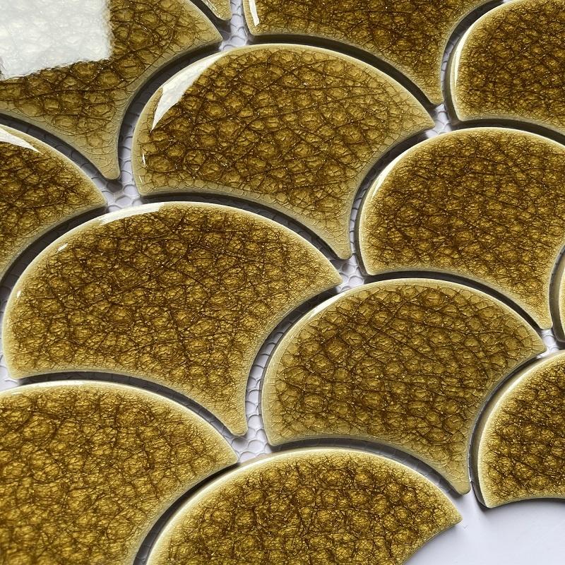 Cracked Glaze Fish Scale Mosaic Tile 90070