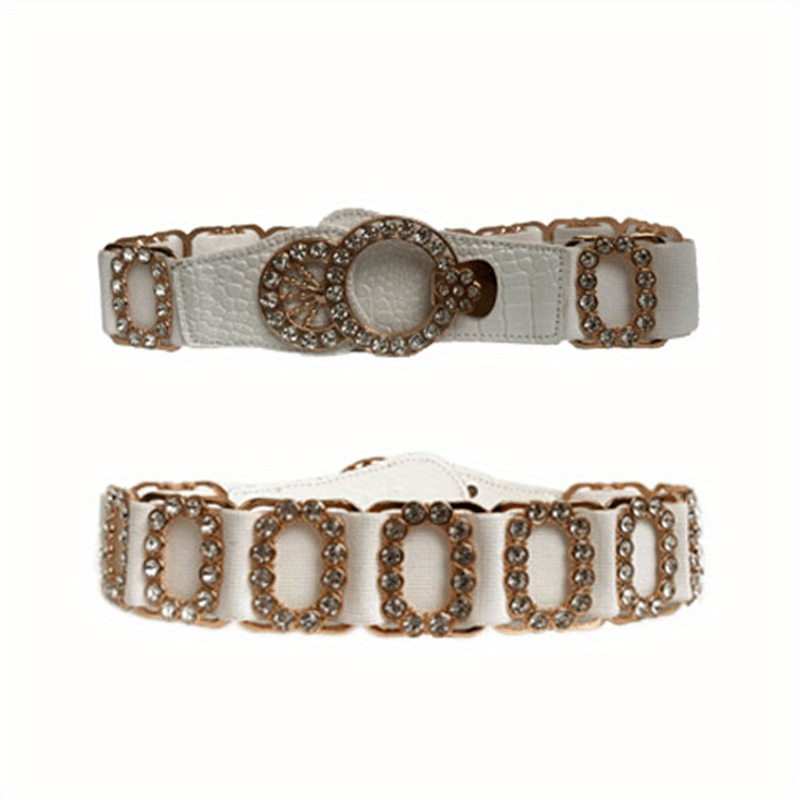 Women's Elastic Belt with Rhinestones, Luxurious Fashion
