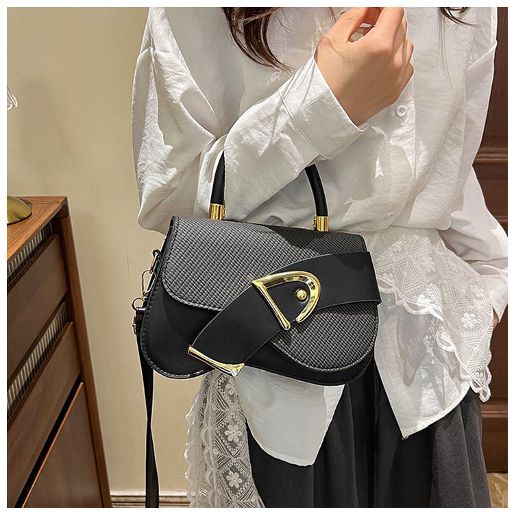 Women's Crossbody Bag - Gold Lock, Compact, Luxurious