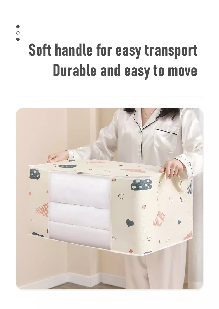 [Large Capacity Storage Bag] Large Capacity Foldable Clothes Storage Bag | Thick Fabric with Reinforced Handles, Sturdy Zipper & Transparent Window | Suitable for Quilts, Blankets, Bedding | Storage Bins, Baskets & Containers - Daisan Mart