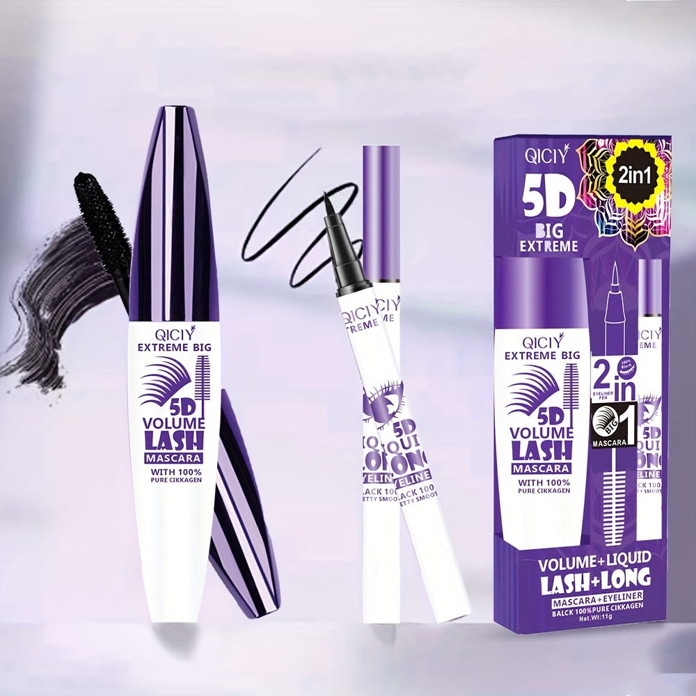 24H 2in1 Super Thick Waterproof 5D Mascara &amp; Eyeliner