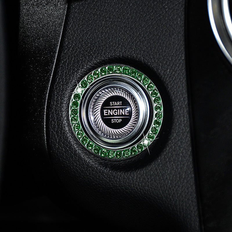 Zinc Alloy Ignition Button Cover with Sparkle Effect - "START STOP" Design, Plated, Easy Installation, Fits Most Vehicles, Ignition System Upgrade | Sparkling Button Cover | Glossy Finis - Daisan Mart