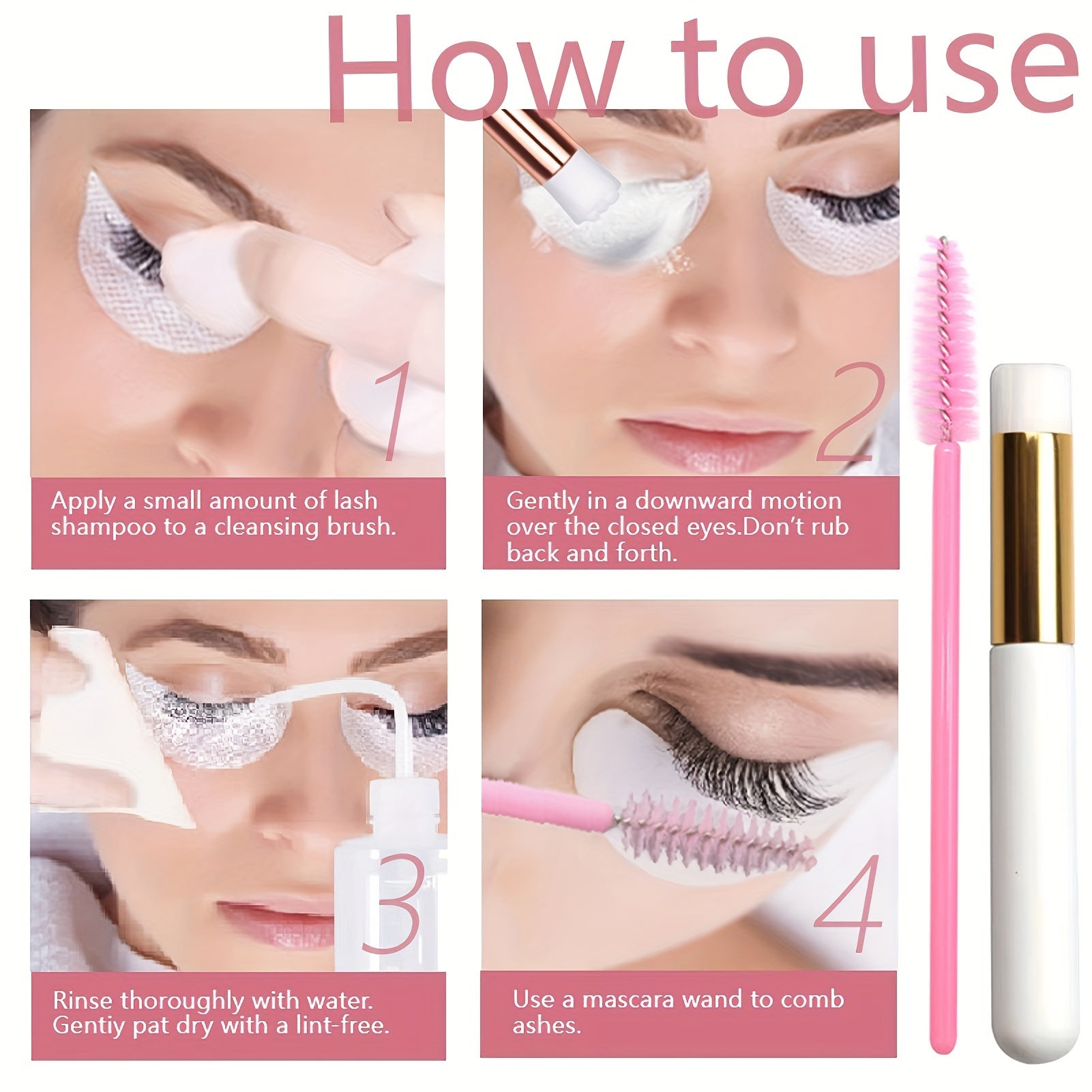 Eyelash &amp; Eyelid Cleanser, Paraben Sulfate Free Makeup Remover Brush Set