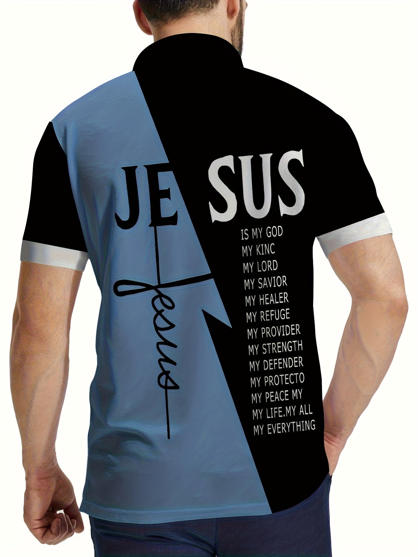 Men's Golf T-shirt Large Size Printed JESUS ​​Active Summer