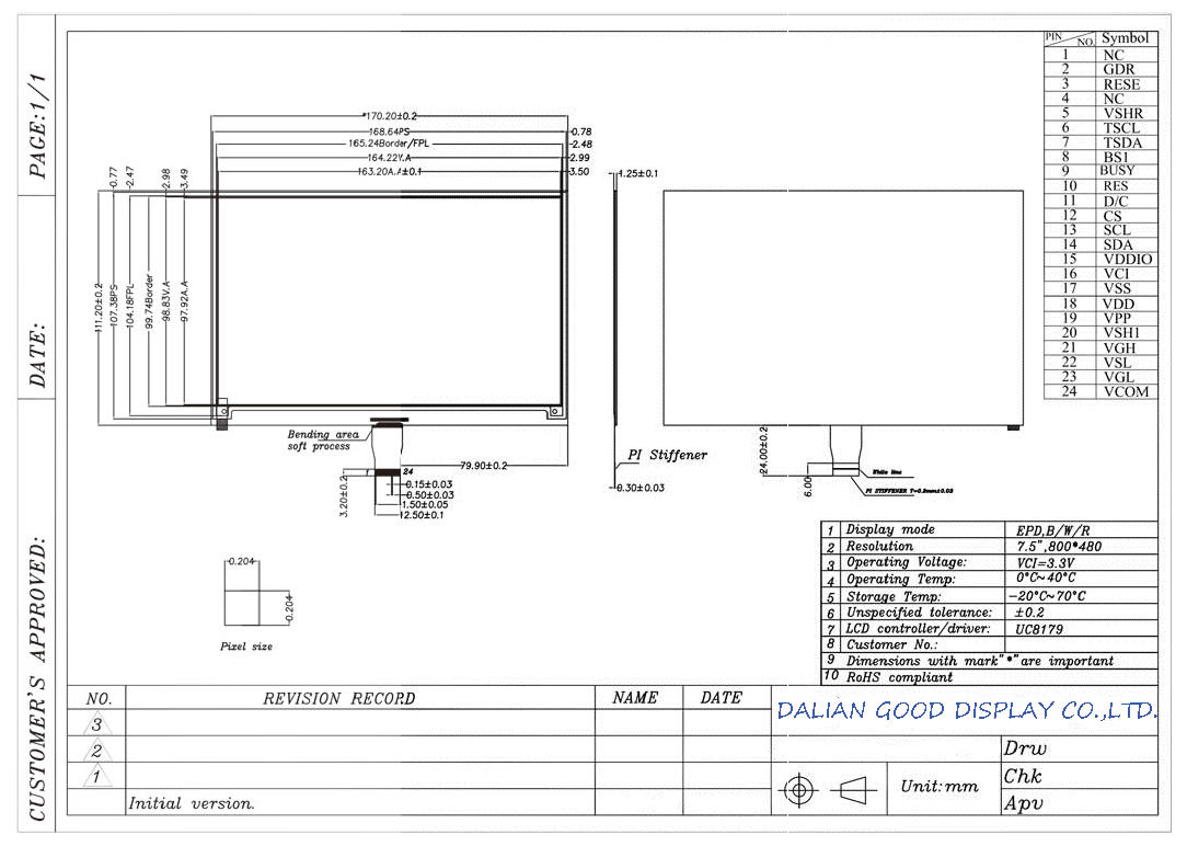 7.5 Inch Epaper Display with ESP32 Development kit Eink Screen Module, GDEY075Z08 with ESP32 Demo Kit