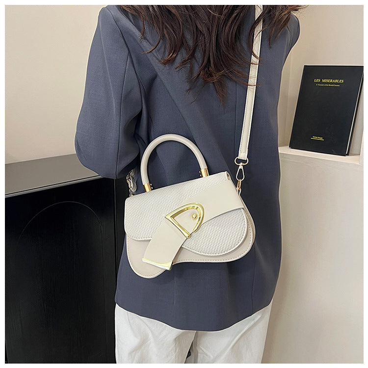 Women's Crossbody Bag - Gold Lock, Compact, Luxurious