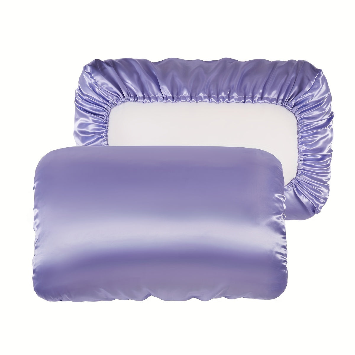 2pcs Soft And Breathable Satin Pillowcase With Elastic Cord - Perfect For A Comfortable Sleep In Your Bedroom - Daisan Mart