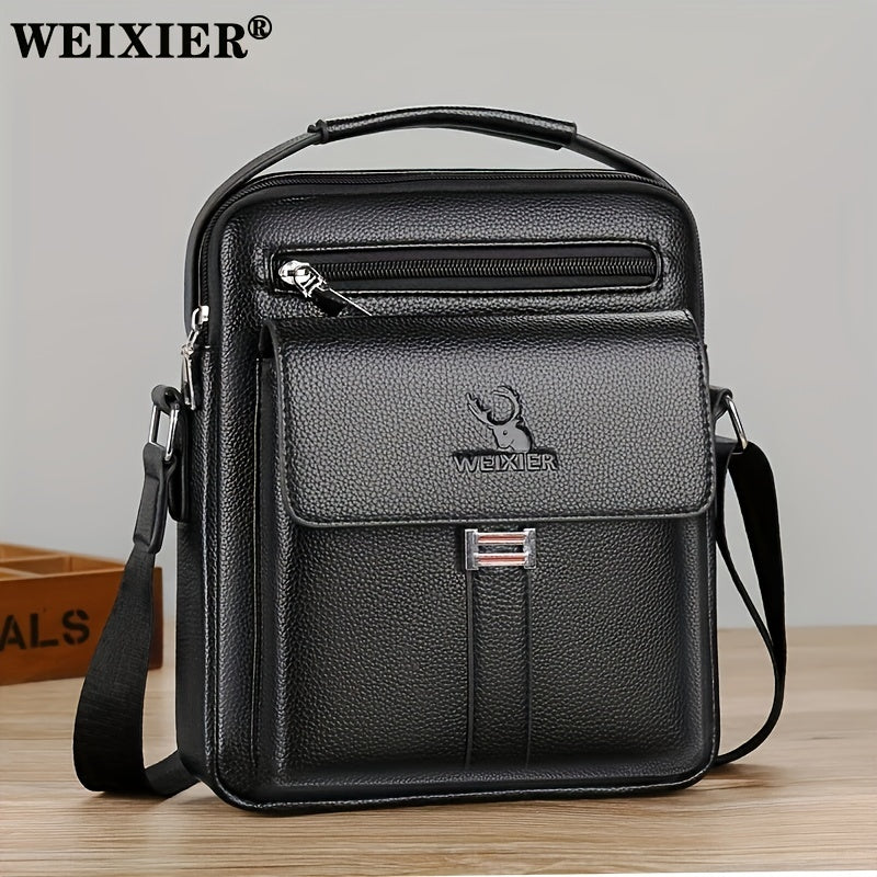 WEIXIER Vintage Men's Crossbody Bag with Convenient Multi-Compartments