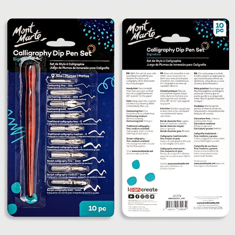 9 Calligraphy Nibs+ Dip Pen Set For Cartoon Animation Lettering Sketching Art Drawing Mapping Decorative Designs - Daisan Mart