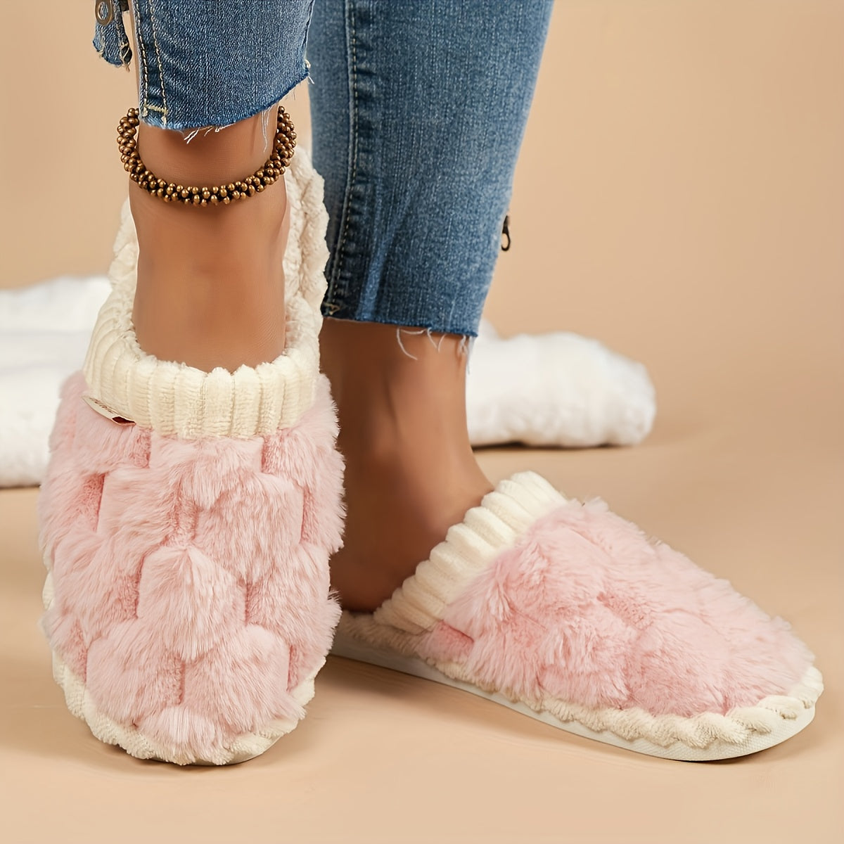Warm Fleece Slippers - Smooth Slide, Elegant Fashion
