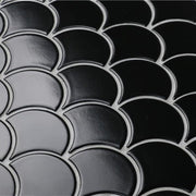 Black fish scale mosaic tile code MHF 09