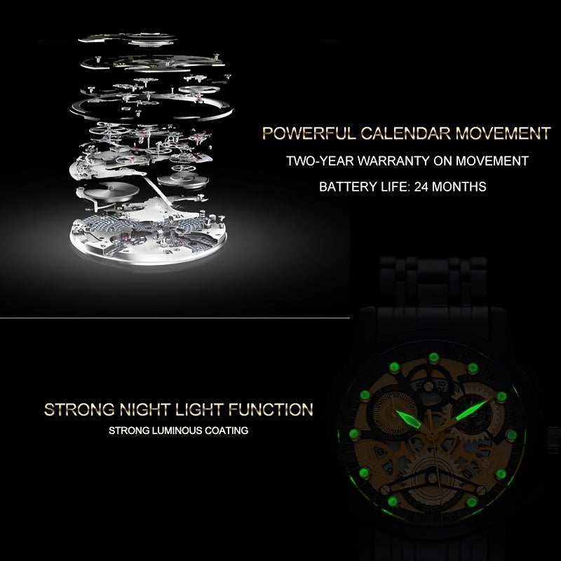 Đồng hồ nam tự động, sang trọng, phát sáng, chống nước