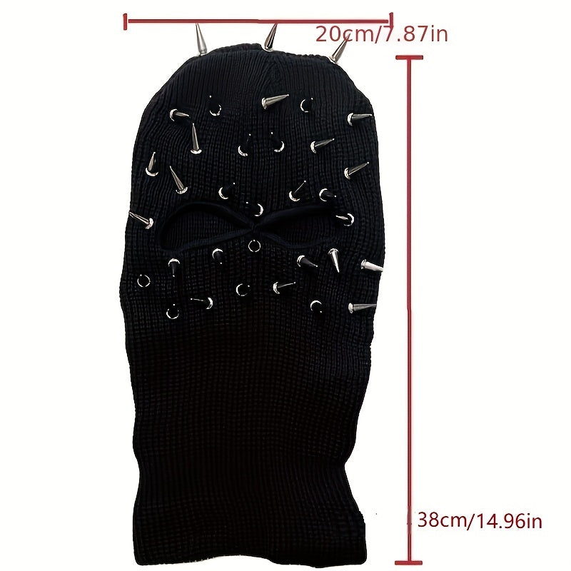 Street heavy industry bullet personality hip-hop rock punk style three-hole knitted headgear trendy net red masked hat