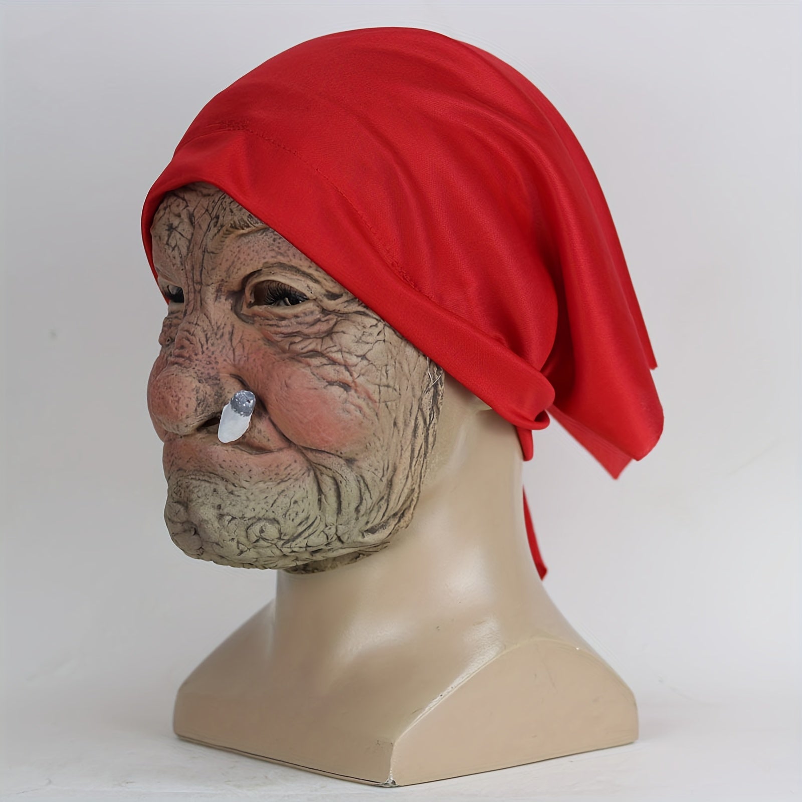 [Red Hood Halloween Mask] Halloween Mask, Little Red Hood Smoking Grandma Old Woman, Party Props, Ideal Gift for Men &amp; Women