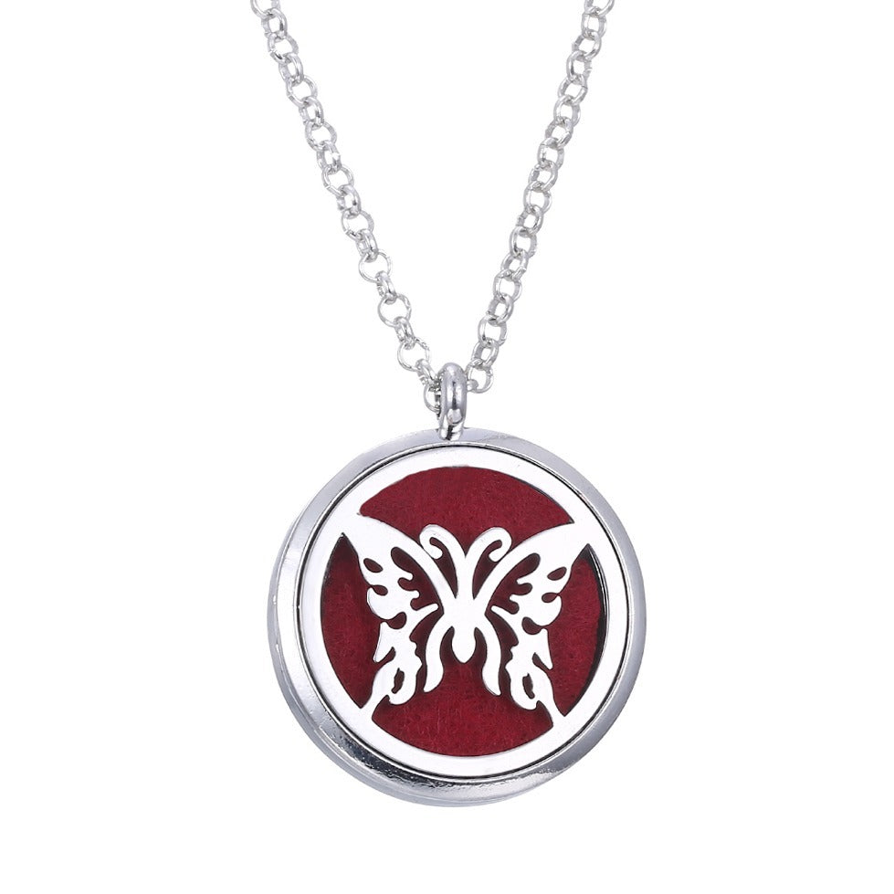 Metal Stainless Steel Pendant Necklace Open Locket Perfume Aroma Essential Oil Diffuser Necklace For Women Girls - Daisan Mart