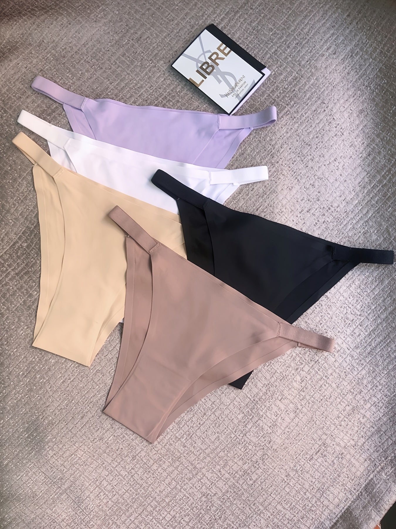 5pcs Seamless Women's Bikini Panties - Comfortable, Stretchy Nylon/Elastane Blend, Low-Rise, Solid Color in Casual to Yoga Fitness Wear, Breathable & Soft - Daisan Mart