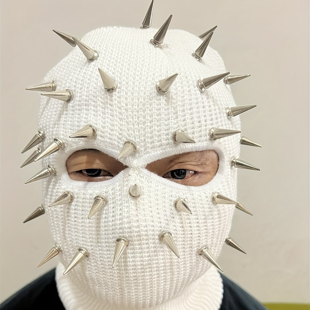 Street heavy industry bullet personality hip-hop rock punk style three-hole knitted headgear trendy net red masked hat