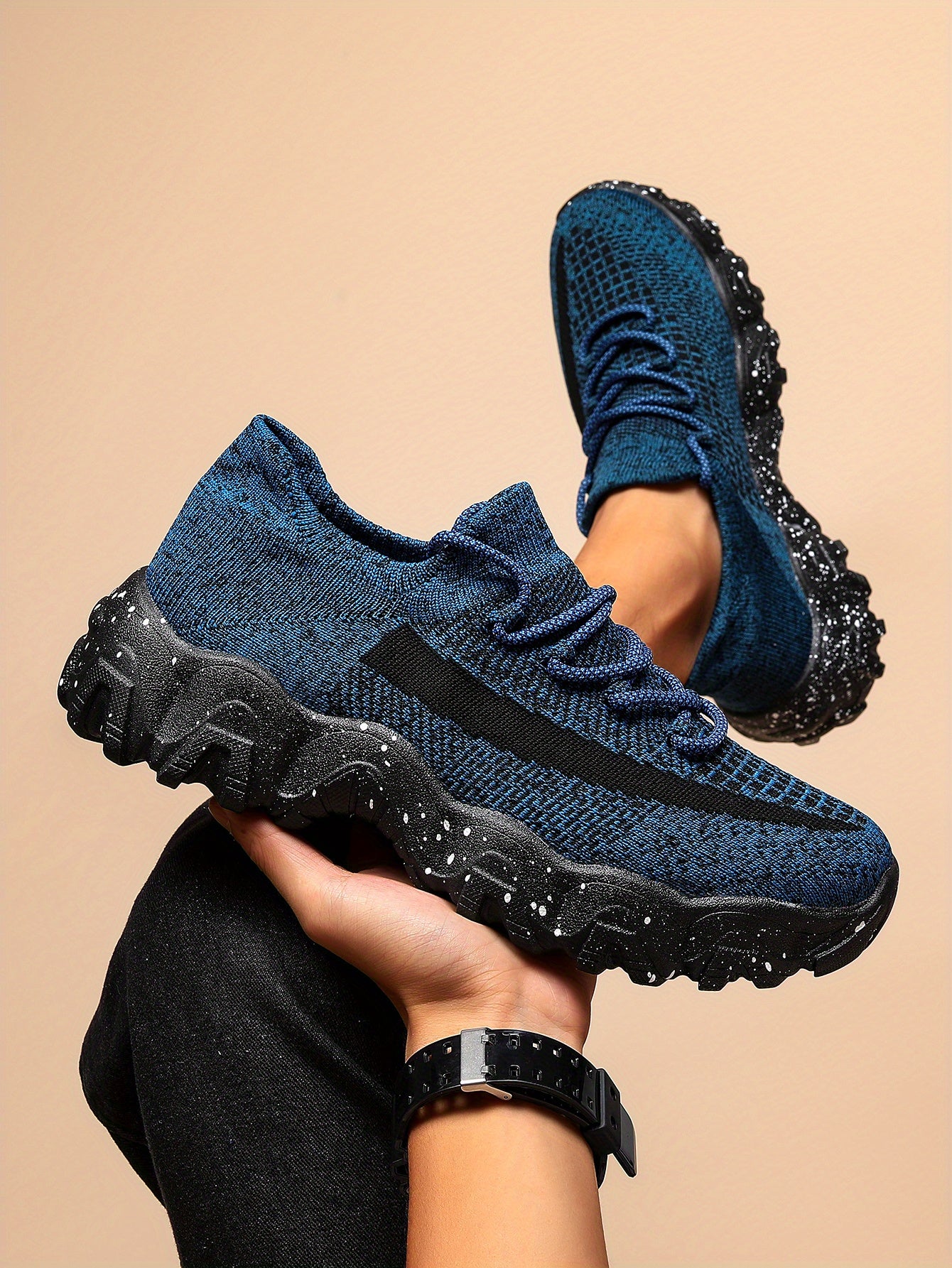 Giày Sneaker Nam Thể Thao Họa Tiết Hình Học Thoáng Khí