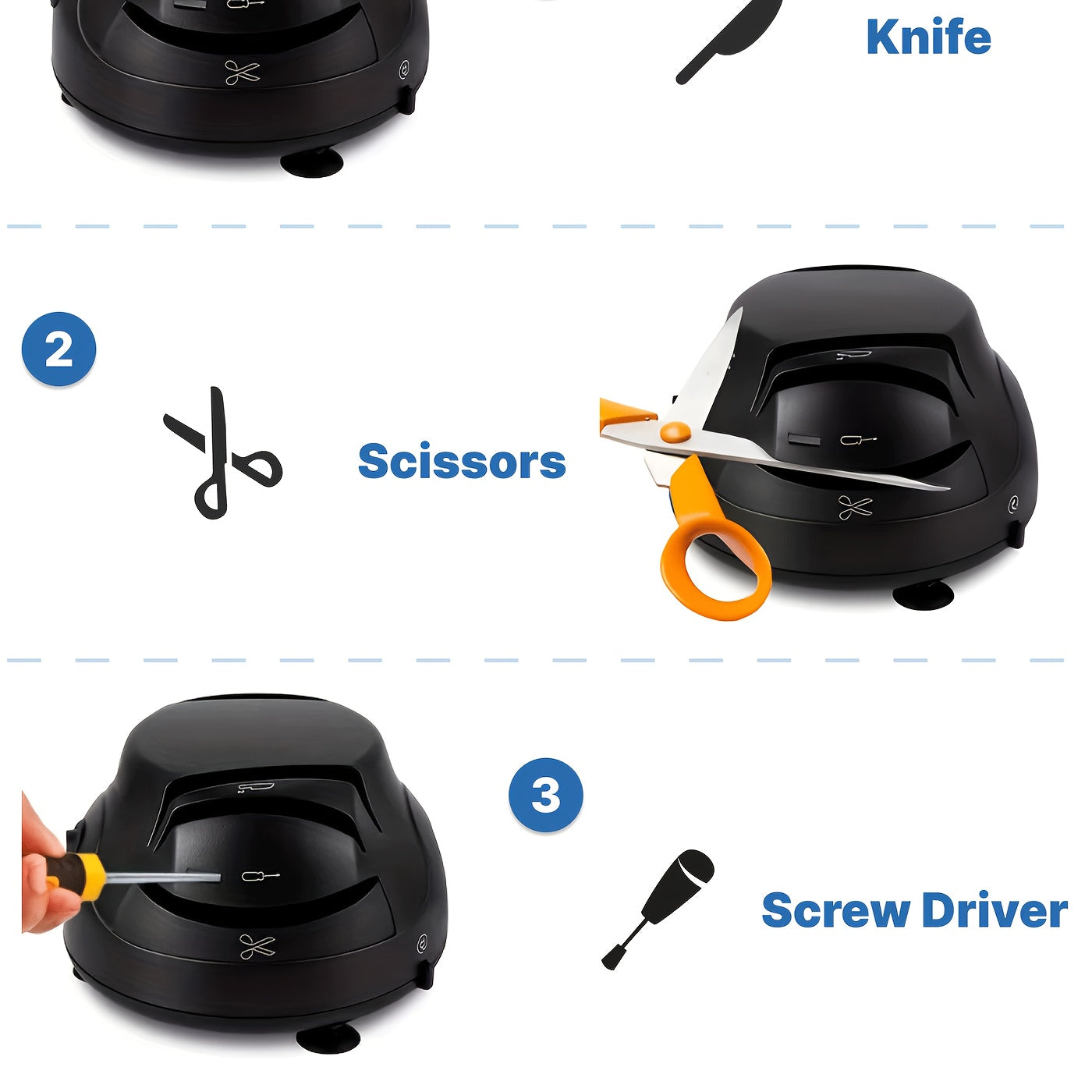 [Professional Knife Sharpener] WANVOAPLS Professional Electric Knife Sharpener 28D-4 Model - 4-Slot Sharpening System, Dual Voltage (36V-100V) with US Plug, ABS Material - Ideal for Kitchen Knives and Utensils | Modern Kitche