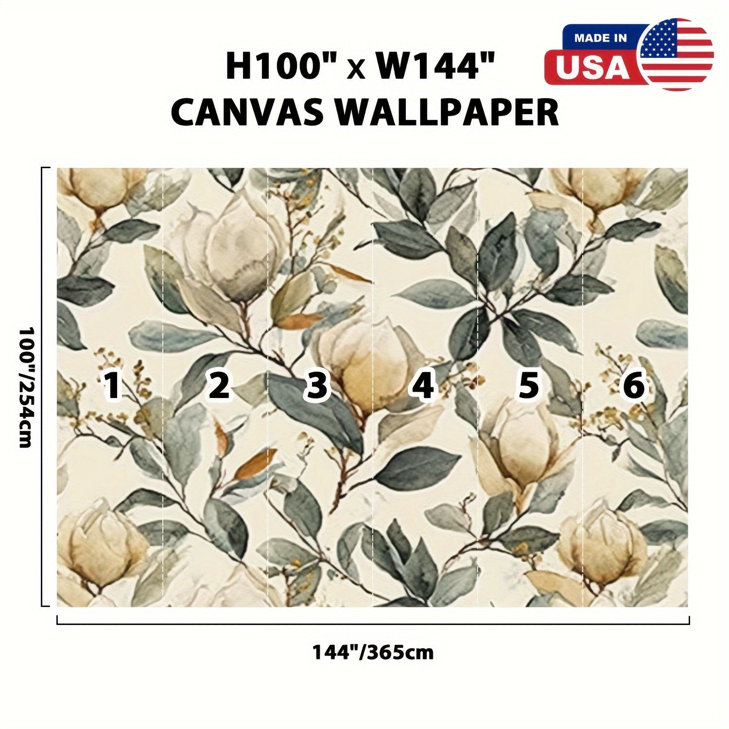 Giấy Dán Tường Canvas Boho Hoa Mộc Lan Tự Dán USA - Daisan Mart