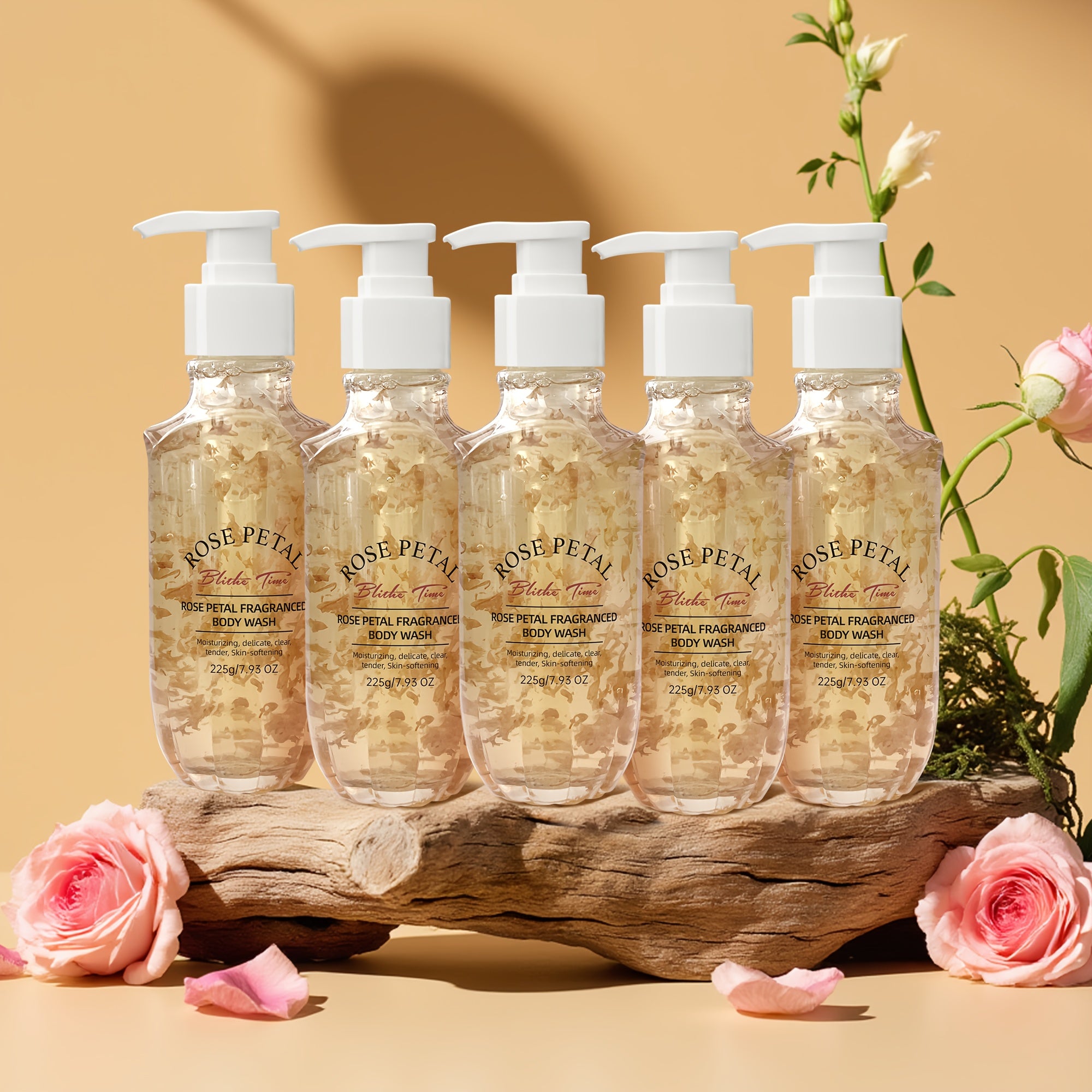 Blithe Time Rose Petal Fragrance Shower Gel*5pcs/set Fragrance Shower Gel Shower Gel, Shea Butter Shower Gel, Shower Gel Beautiful Shower Gel, Moisturizing Shower Gel, Shower Gel for Women, Daily Skincare, Body Cleansing, Ele