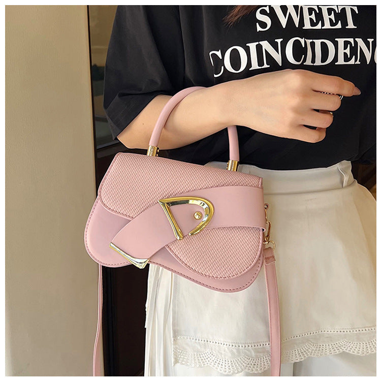 Women's Crossbody Bag - Gold Lock, Compact, Luxurious