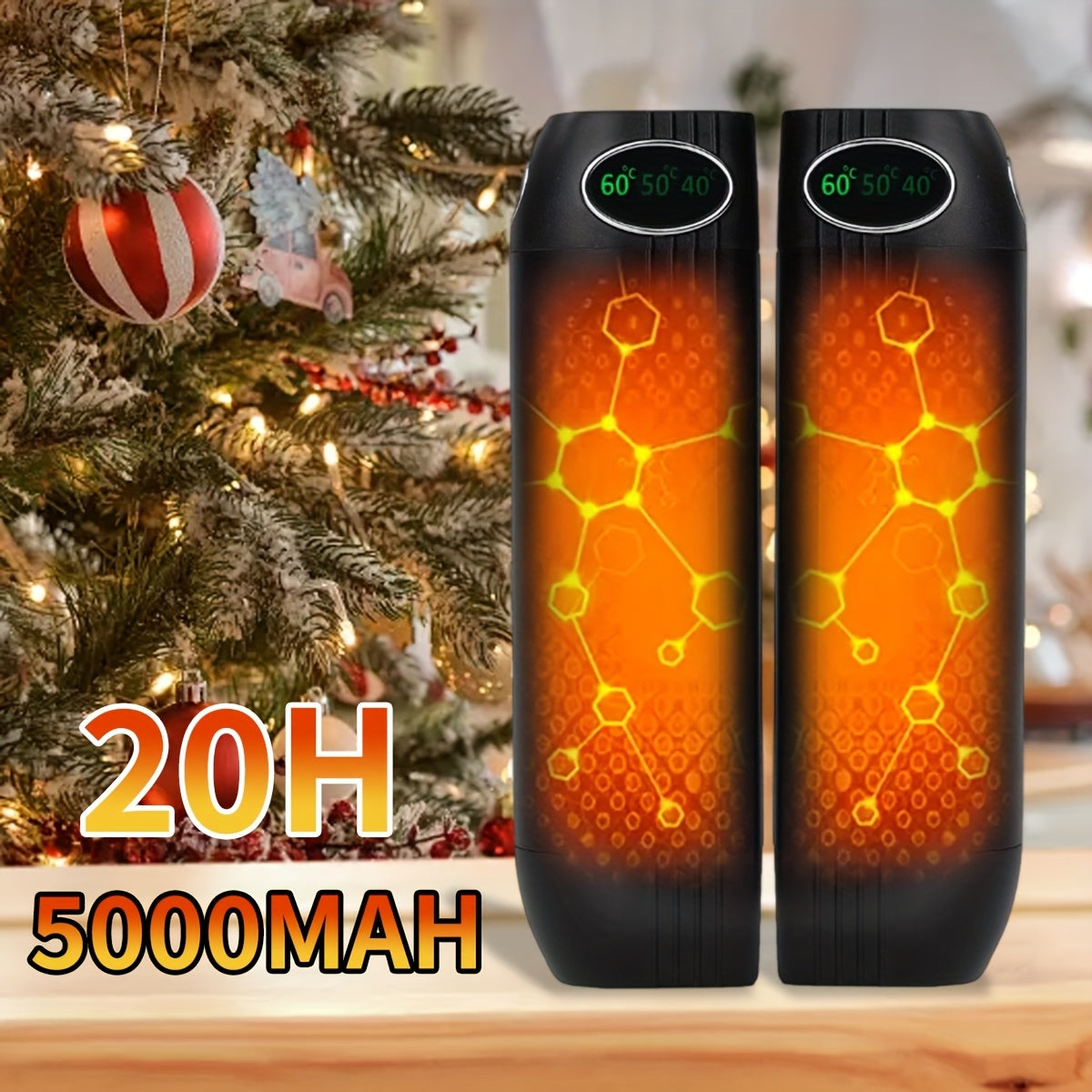 Set of 4 5000mAh Rechargeable Handheld Heating Bags, 3 Heat Modes