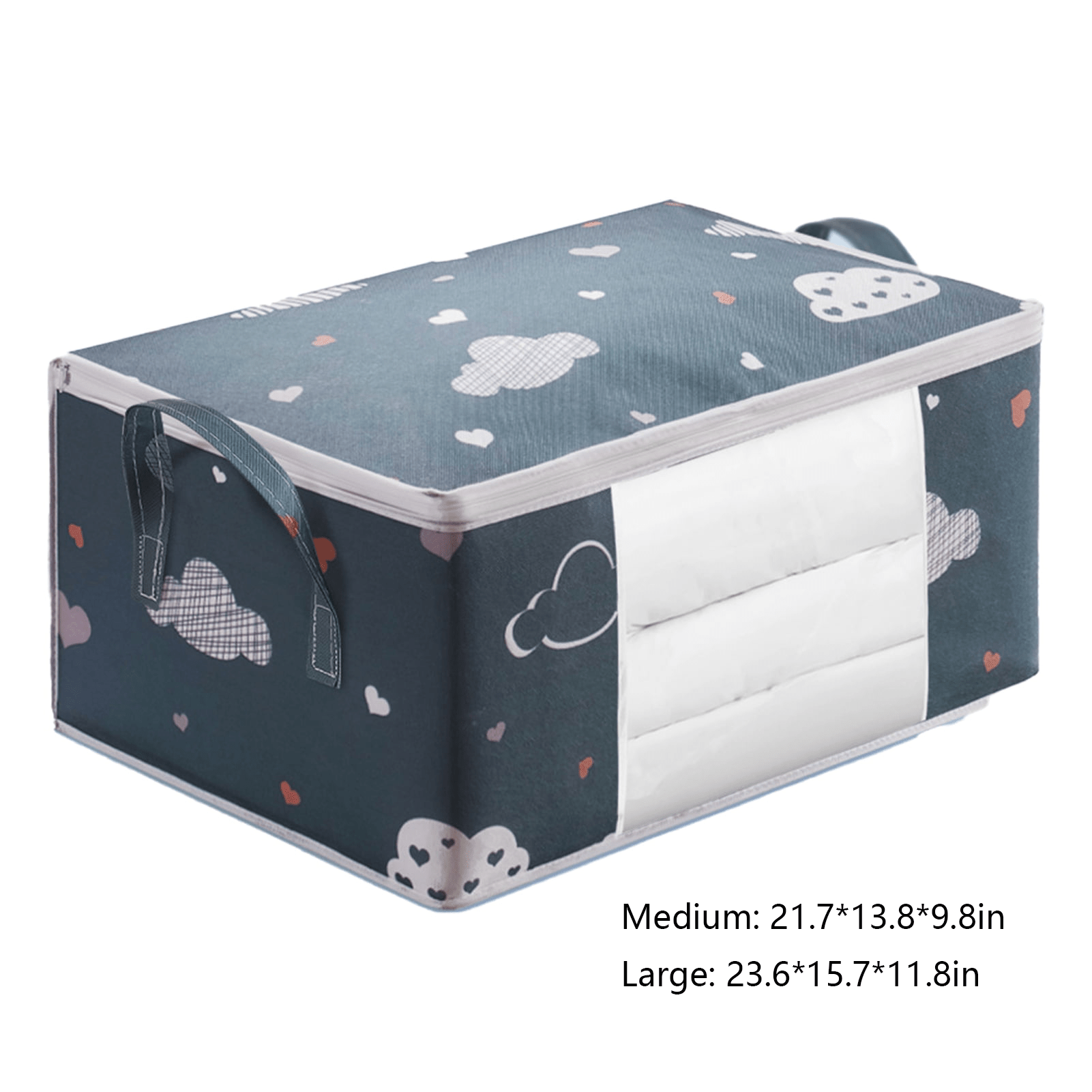 [Large Capacity Storage Bag] Large Capacity Foldable Clothes Storage Bag | Thick Fabric with Reinforced Handles, Sturdy Zipper & Transparent Window | Suitable for Quilts, Blankets, Bedding | Storage Bins, Baskets & Containers - Daisan Mart