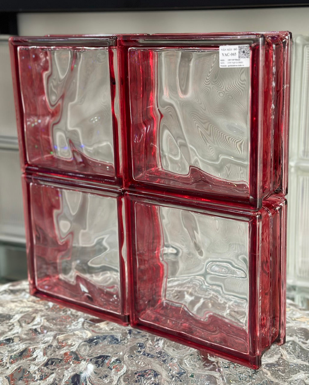 Gạch Kính Vân Mây Đỏ VAC-065 - Daisan Mart