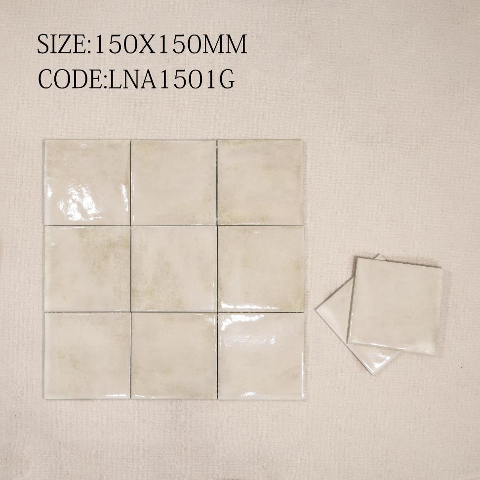 Glossy Porcelain tile, size 150x150mm, code LNA1501G