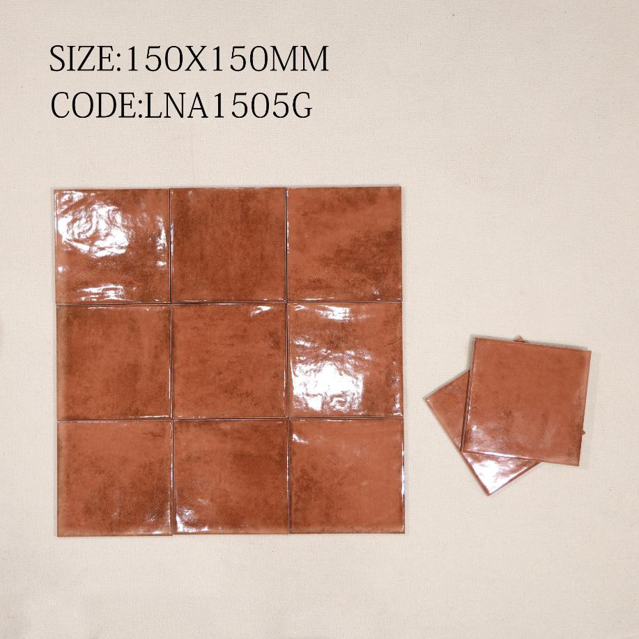 Glossy Porcelain tile, size 150x150mm, code LNA1505G