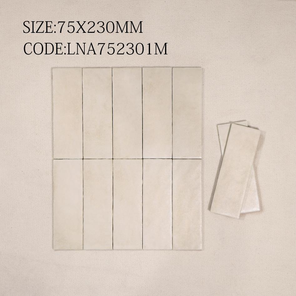 Porcelain tile, matte and curved, size 75x230mm, code LNA752301M