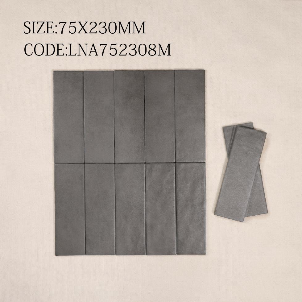 Porcelain tile, matte and curved, size 75x230mm, code LNA752308M