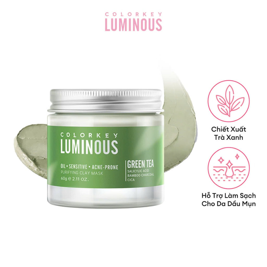 Mặt Nạ Bùn Trà Xanh Colorkey Luminous Purifying Clay Mask 60g