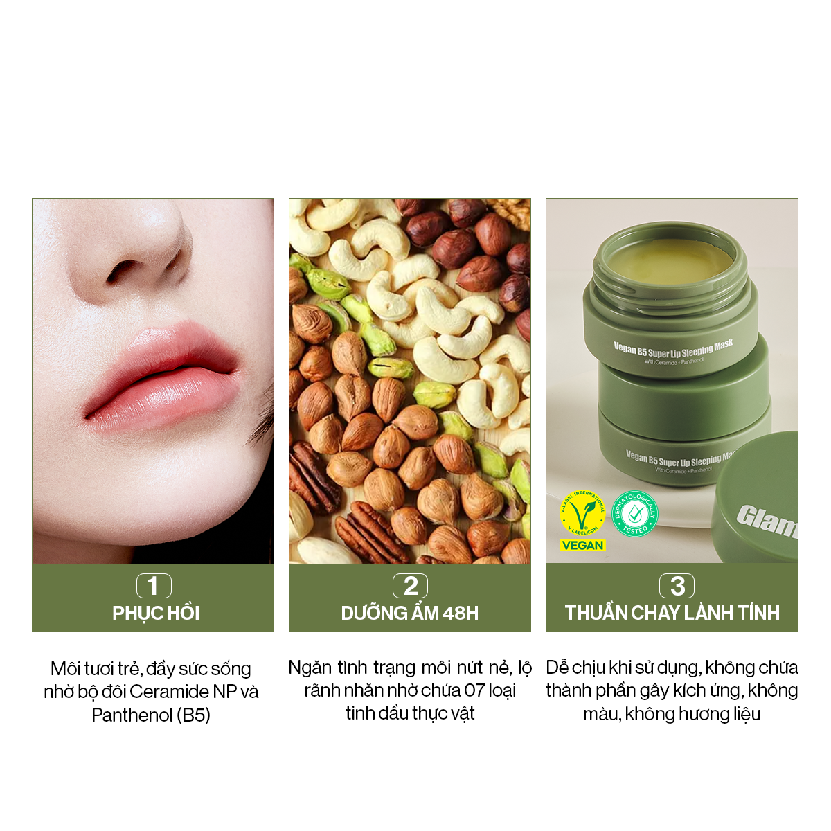 Mặt Nạ Ngủ Dưỡng Môi Glamrr Q Vegan B5 10ml