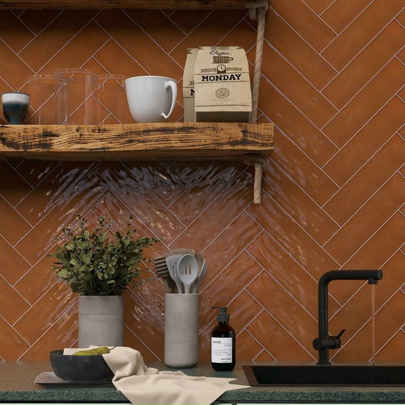 Gạch Thẻ Gợn Sóng 75x300 Màu Cam 7532P9 - Daisan Mart