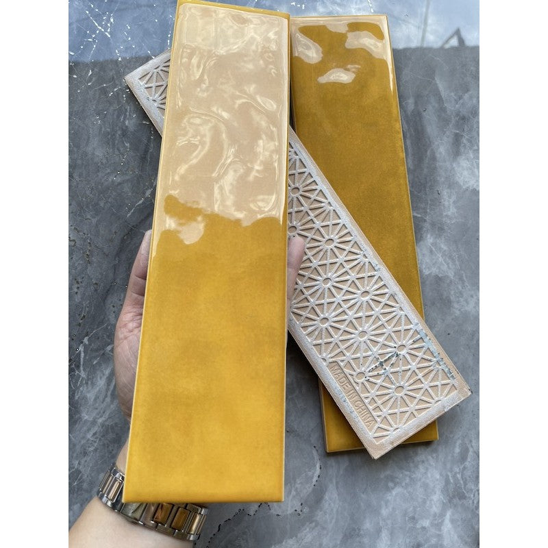 Gạch Thẻ Gợn Sóng 75x300 Màu Vàng 7532P8 - Daisan Mart